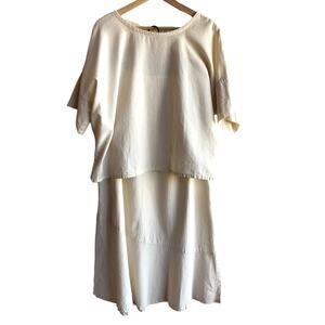 B' Gauze Yellow Cotton Gauze Top and Skirt Set - Made in USA - size M(?) read